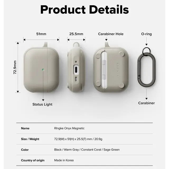 Ringke Onyx Magnetic Magsafe Apple Airpods Pro 3 Warm Gray 2