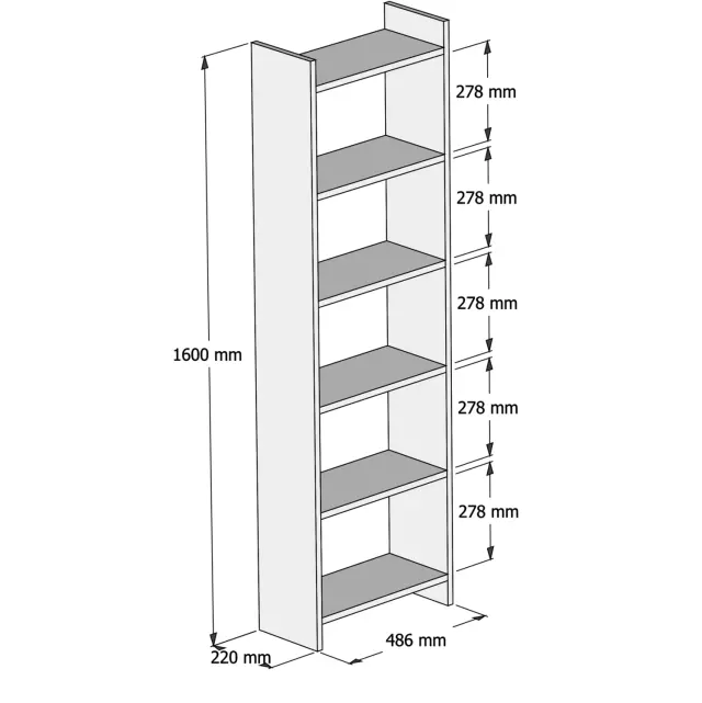 ΒΙΒΛΙΟΘΗΚΗ FB99226.12 ΜΕΛΑΜΙΝΗΣ SONΟMA-ΛΕΥΚΟ 48,5x22x160Υεκ. 2