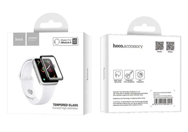 Tempered Glass Hoco 0.15mm Curved Silk Screen 40mm για Apple Watch 4 Μαύρο 2