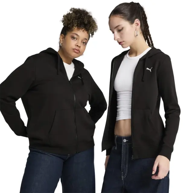 Puma Logo Fleece Full Zip Hoodie (682404-01) - Μαύρο 2
