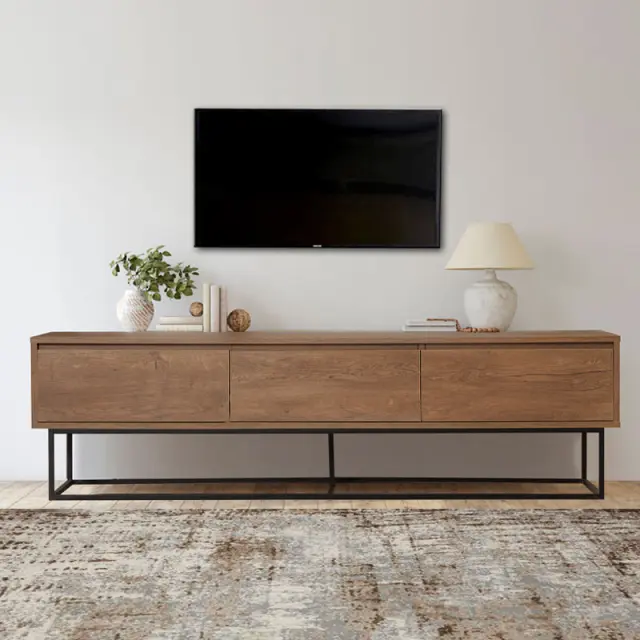 Έπιπλο τηλεόρασης Amedeo Megapap χρώμα καρυδί 180x40x50εκ.
