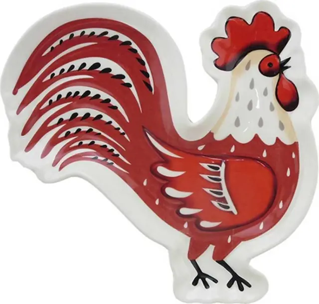 Patchwork Rooster Decorative Plate Πιατέλα Διακοσμητική 27.7x26.7x2.5cm