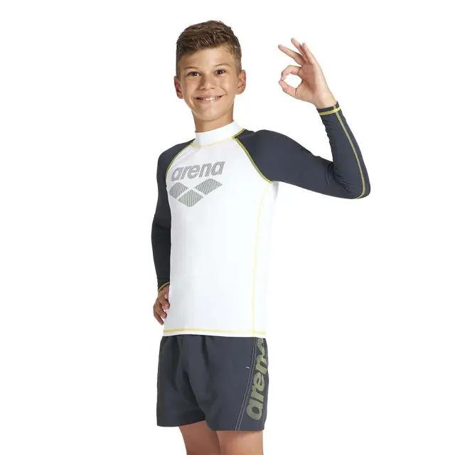 Arena Boy's Rash Vest Longsleeve UV Sun Protection Tee Άσπρο - Γκρι 003146-155 (Arena)