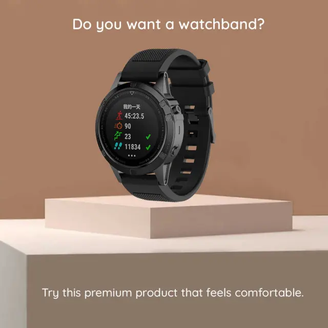 Techsuit - Watchband QuickFit 26mm (W058) - Garmin Fenix 5X/5X Plus/6X/6X Pro/7X/8/8 Pro/9/9 Pro (51mm) - Black 2
