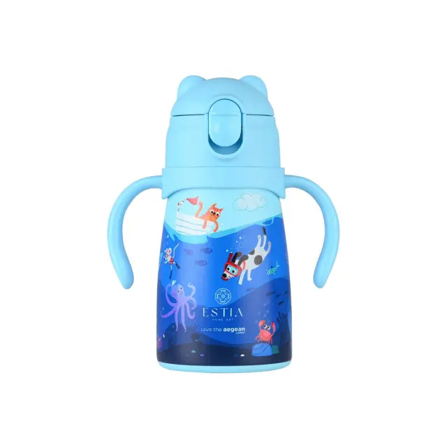 Estia Save the Aegean Bubble Bottle Ocean Play 300ml Παιδικό Ανοξείδωτο Παγούρι Θερμός με Καλαμάκι, 1τμχ