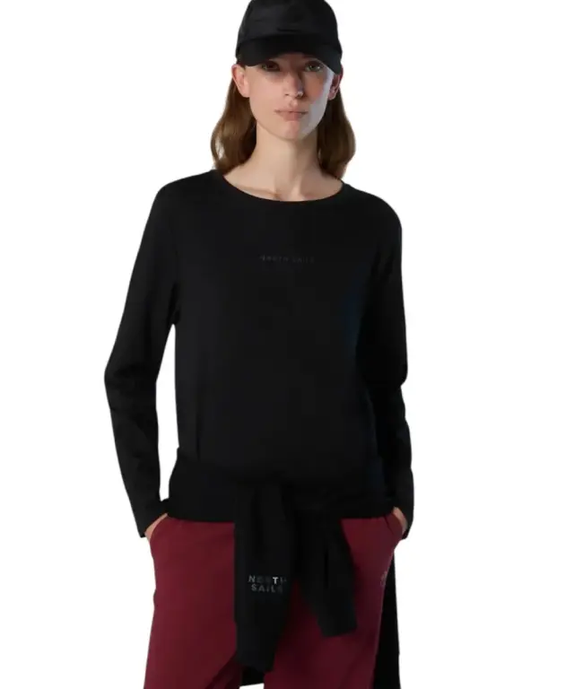 North Sails - Γυναικείο Μακρυμάνικο T-Shirt Raised logo 093566-000-0937 Μαύρο 2