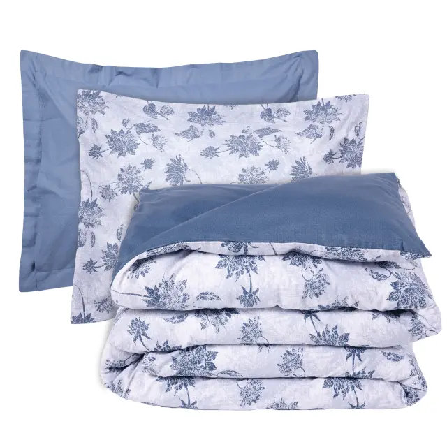 Σετ Σεντόνια 260x280 King Size Happy Das Home 9672 Blue-Grey 100% βαμβακερόΧωρίς Λάστιχο 3