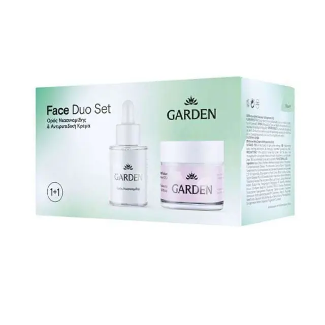 GARDEN Face Duo Set Anti-wrinkle Cream Αντιρυτιδική Κρέμα Προσώπου 24ωρης Προστασίας 50ml & Niacinamide Serum Ορός Νιασιναμίδης 30ml