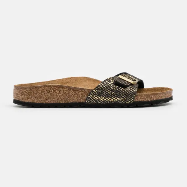 Birkenstock Πέδιλα Γυναικείο Birko-Flor(ανθεκτικό υλικό της Birkenstock-επιτρέπει την επαφή με το νερό) Μαύρο BIR/MADRID PYTHON 1018666 BLACK