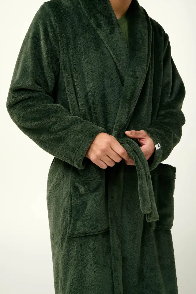 Fleece Μακριά Ανδρική Ρόμπα Vamp 23647 GREEN MOUNTAIN 2