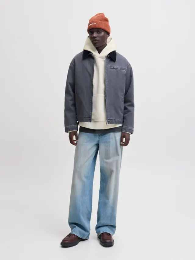 JJEBARRON SWEAT HOOD NOOS - White Melange 3
