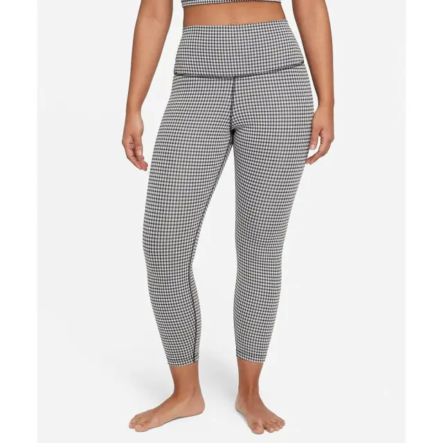 Nike Gingham Crop Leggings (DA1092-133) - Λευκό-Μαύρο