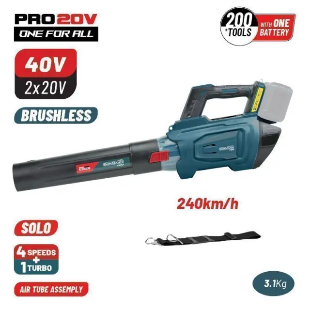 Bormann Pro BBP4650 - Φυσητήρας Brushless Μπαταρίας 40V (2X20V), Li-Ion,240km/h, 5 Ταχύτητες, (Χωρίς Μπαταρία + Φορτιστή) (085348)