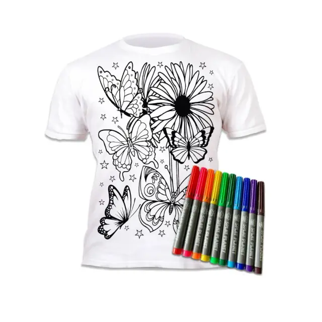 Splat Planet Πλενόμενο t-Shirt Ζωγραφικής με Μαρκαδόρους: Butterflies 5-6 ετών