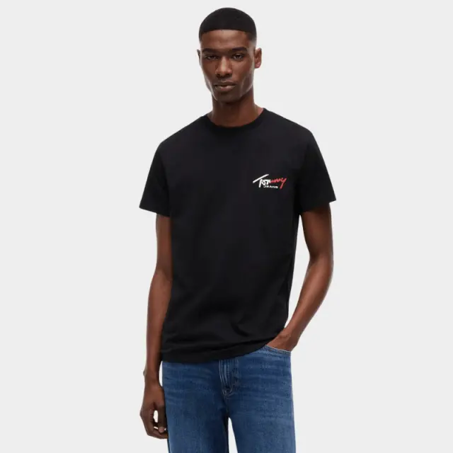 Tommy Hilfiger - Ανδρικό T-shirt Tjw Sign Slim Fit DM0DM22538-BDS Μαύρο - 2XL