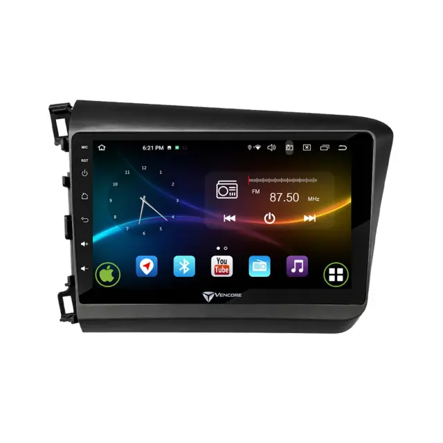 VenCore Οθόνη Multimedia Android 15 9" 9109A MTK6762 Octa-Core 2GB/32GB IPS με Πρόσοψη, CarPlay, Android Auto και Υποστήριξη Κάμερας Οπισθοπορείας AHD για Honda Civic 2012-2015 – Μαύρη (3236-10007-0149B) 2