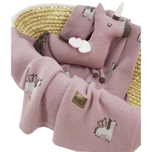 Ekokids Πλεκτό Λούτρινο Ζωάκι Pink Rose Unicorn 45 x 36 cm 0+ Μηνών 2