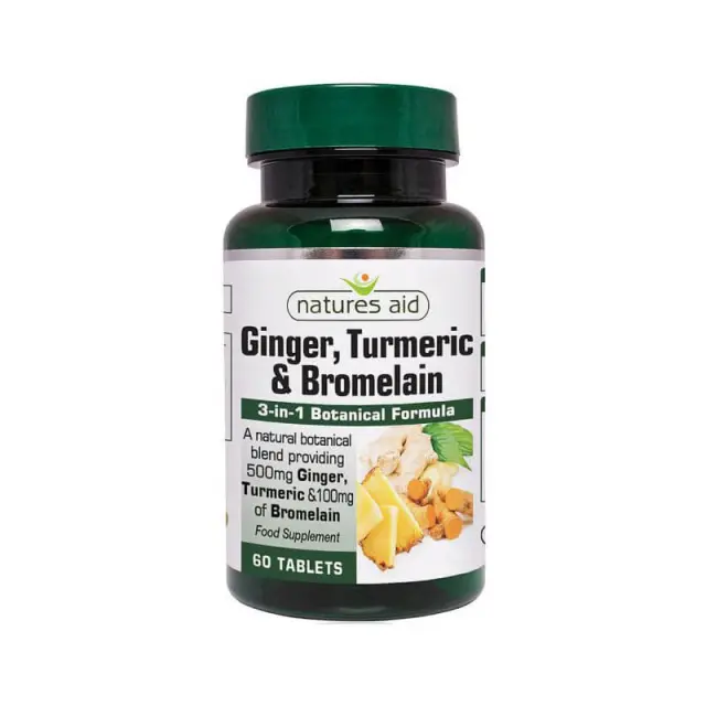 Natures Aid Ginger Turmeric & Bromelain 60tabs