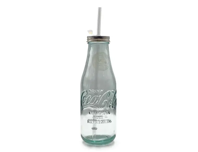 Μπουκάλι Glass Drops Coca Cola (9014) Με πώμα και καλαμάκι, Aπό 100% ανακυκλωμένο γυαλί, Xωρητικότητας 550ml, Διαστάσεων Ø 8 x Υ 28 cm 9014 2