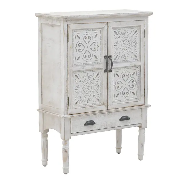 Βιτρίνα Αντικέ Λευκό/Φυσικό Ξύλο 80x36x110cm 3-50-966-0003