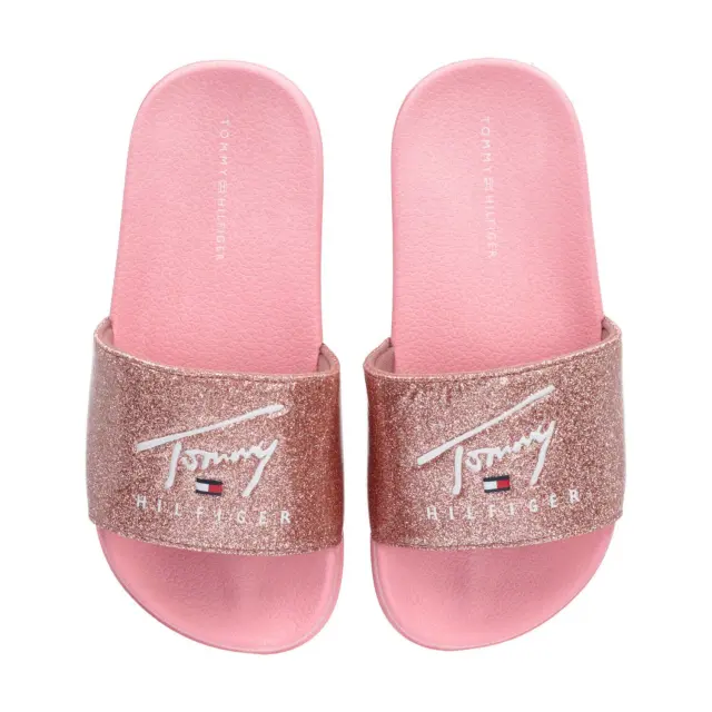 Tommy Hilfiger Smile Print Pool Slide Silver T3A0-32195 - 39 2