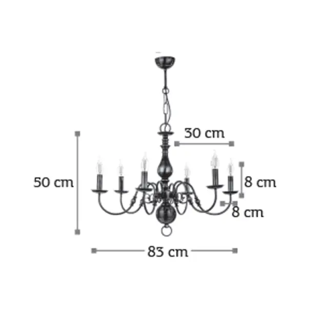 InLight Κρεμαστό φωτιστικό από οξυντέ μέταλλο 8XE14 D:83cm (5309-8) 2