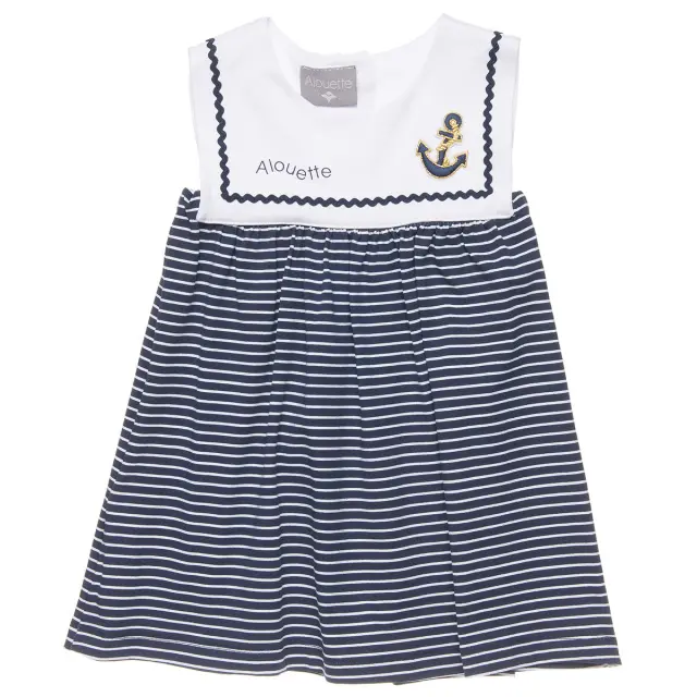 Φόρεμα navy look με κέντημα άγκυρα