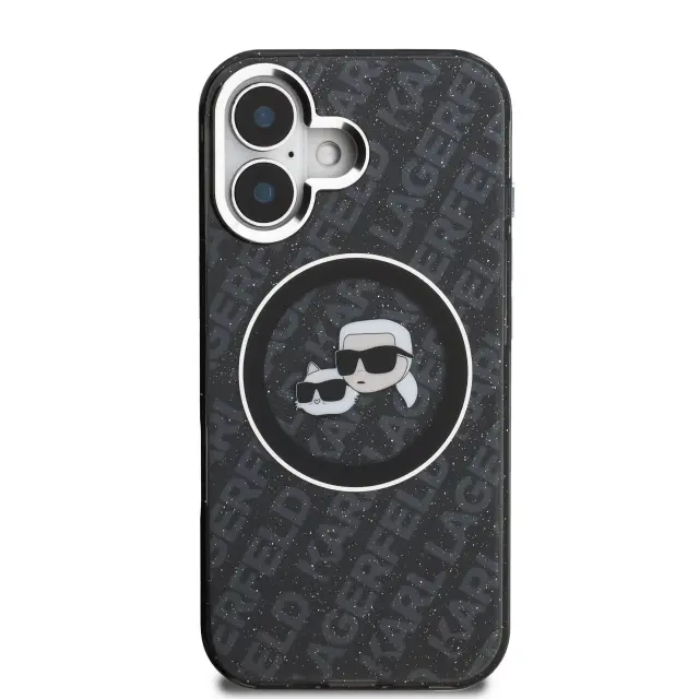 Karl Lagerfeld IML K&CH Heads Repeated Logo MagSafe Case for iPhone 16 Black 3