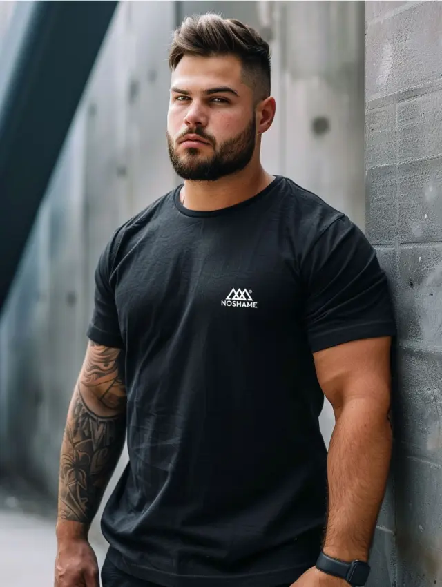 T-shirt Noshame® Μαύρο με τύπωμα - P142038 - 3XL