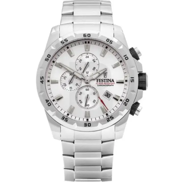 Festina Chrono Sport, Men's Chronograph Watch, Grey Silver Stainless Steel Bracelet F20463/1