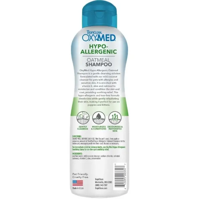 Tropiclean Oxymed Hypo Allergenic Oatmeal Σαμπουάν Σκύλου & Γάτας 355ml Μονόχρωμο 2