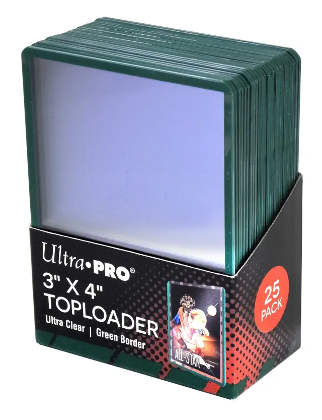 UP - Toploader - 3" x 4" Green Border (25 pieces)