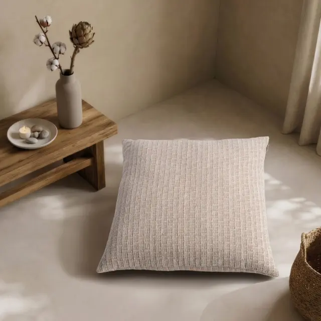 Μαξιλαροθήκη Joliet 02 Sand TEORAN 65x65cm δαπέδου με γέμιση 2