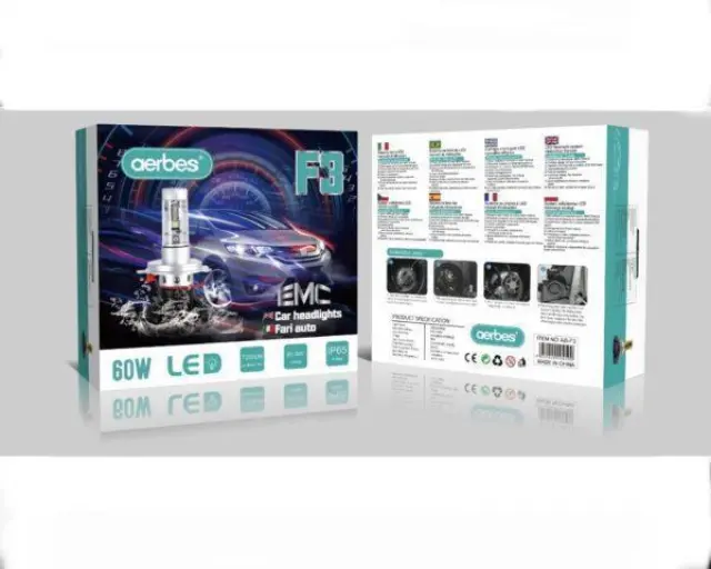 Aerbes Λαμπτήρες LED SMD Φώτα Πορείας H7 60W 6000K F3 7200Lm 2