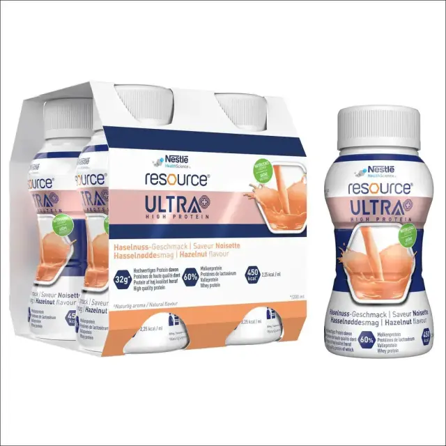 Nestlé Resource Ultra + High Protein με Γεύση Φουντούκι 4x200ml