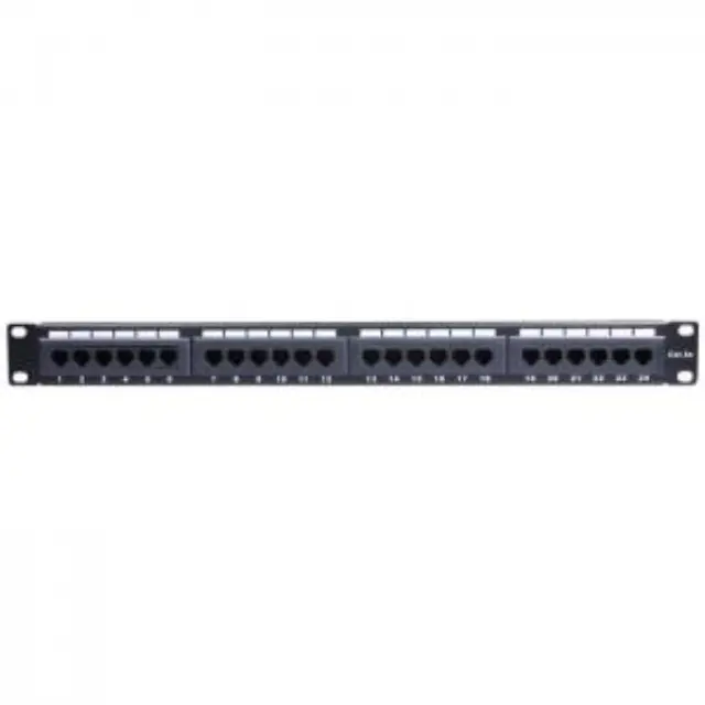 Patch panel κατηγορίας CAT 5e UTP, 24 θυρών σε μαύρο χρώμα. 2