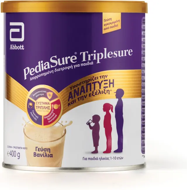 Abbott Pediasure Triplesure Συμπλήρωμα Διατροφής σε μορφή Γάλακτος για παιδιά 1-10 ετών με Γεύση Βανίλια, 400gr