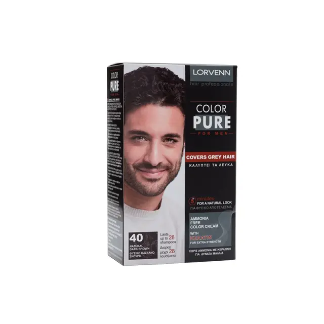 Lorvenn Man Color Pure Βαφή Μαλλιών Χωρίς Αμμωνία 40 Φυσικό Καστανό Σκούρο 40ml