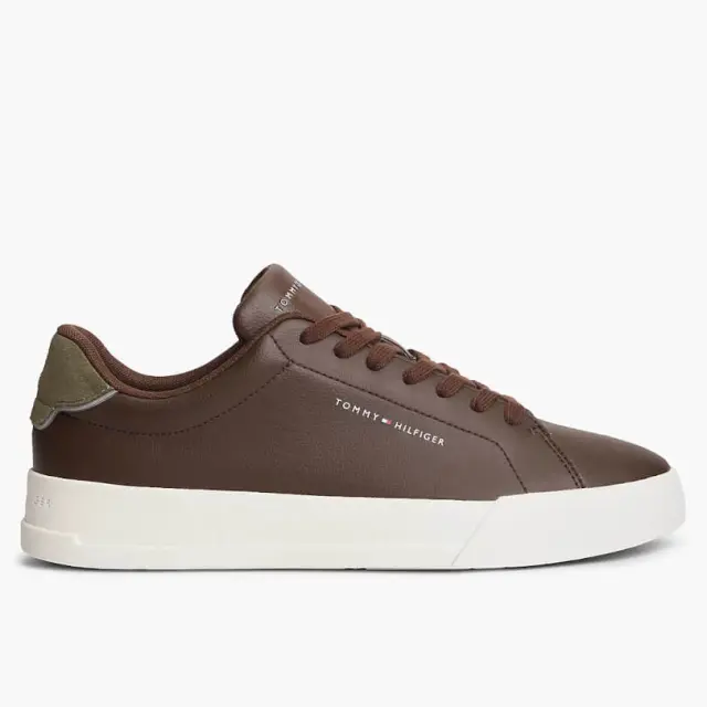 Ανδρικά Δερμάτινα Sneakers Tommy Hilfiger FM0FM05367-0HH Καφέ σκούρο Καφέ - 41