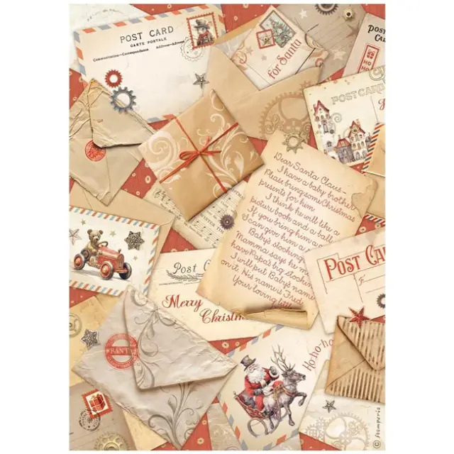 Stamperia Ριζόχαρτο για Decoupage - Gear Up For Christmas Post Cards - A4