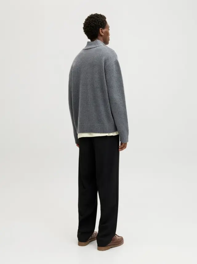 JORNORREBRO KNIT HALF ZIP SN - Dark Grey Melange 3