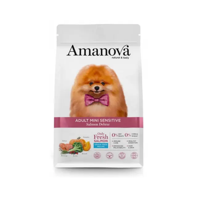 Amanova Adult Mini Sensitive Salmon Deluxe για Μικρόσωμους Σκύλους με Σολομό 2kg