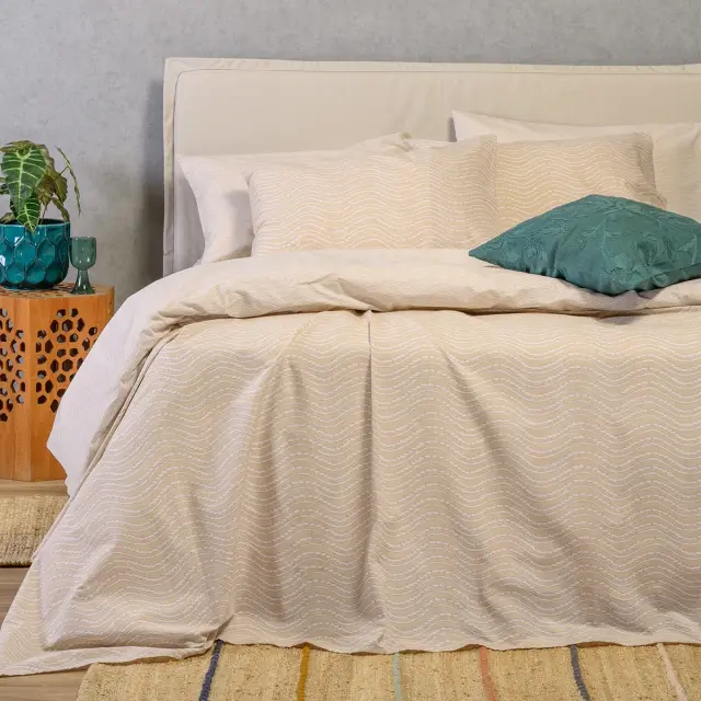 Σετ Σεντόνια 260x270 King Size Ultra Line Melinen Maverick Beige 100% βαμβακερόΧωρίς Λάστιχο