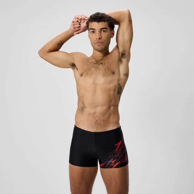 Speedo Men's Medley Logo Aquashort Μαύρο - Κόκκινο 811354003 (Speedo)