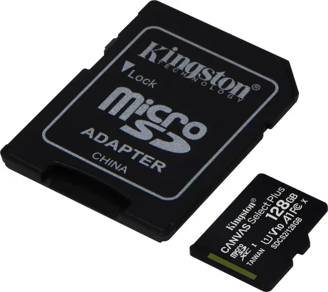 Kingston Canvas Select Plus microSDXC 128GB Class 10 U1 V10 A1 UHS-I με αντάπτορα