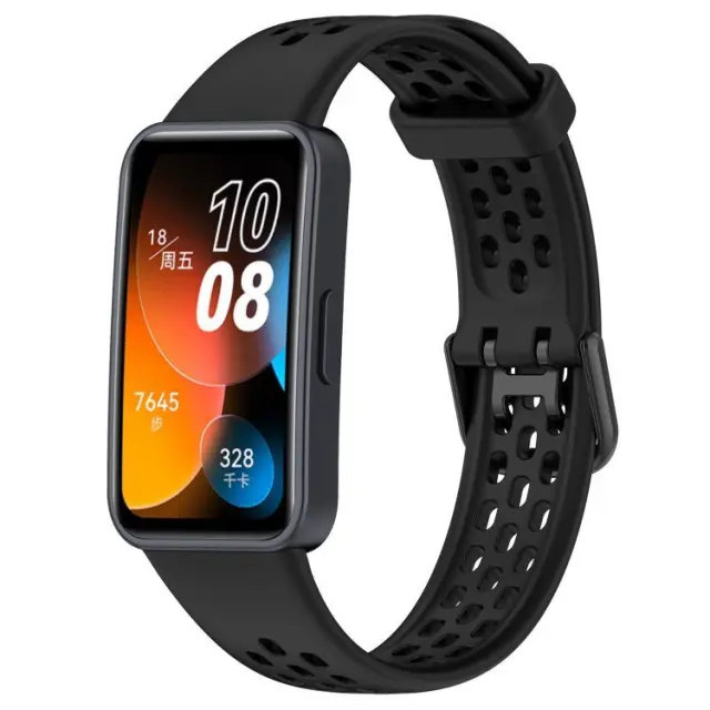 Ανταλλακτικό Λουράκι Σιλικόνης Breathable για Huawei Band 8/9- Black OEM