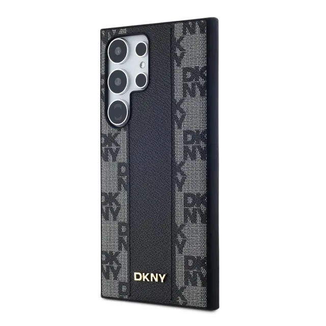 DKNY PU Leather Checkered Pattern Magsafe Case for Samsung Galaxy S24 Ultra Black 3
