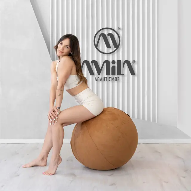 Κάλυμμα για Μπάλα Γυμναστικής AMILA GYMBALL 75cm Sueded Καφέ (96792) 3