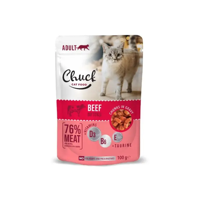 Chuck Μοσχάρι Υγρή Τροφή Γάτας 100gr