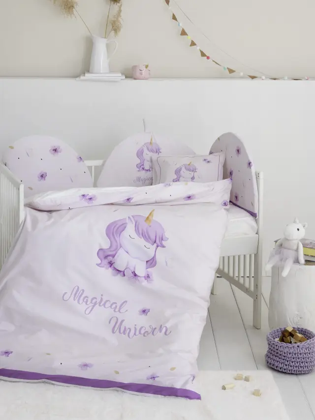 Πάντα Κούνιας 40x200 Nima Magical Unicorn Λιλά 100% βαμβακερό 2